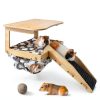 DCIAER Guinea Pig Hideout Wooden House with Hammock-4