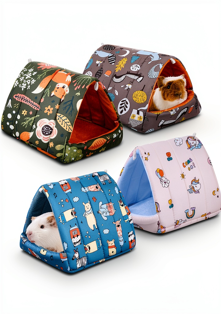 Cinnvoice Guinea Pig Bed House in Forest color on a soft bedding