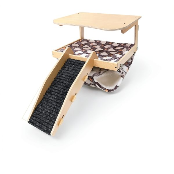 DCIAER Guinea Pig Hideout Wooden House with Hammock-5