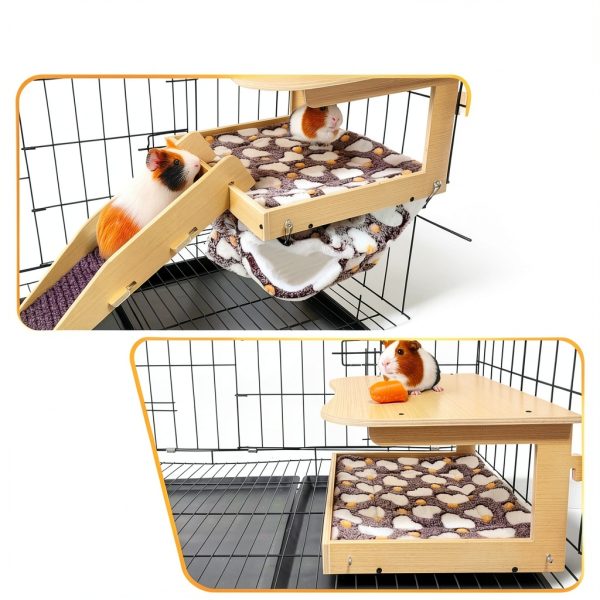 DCIAER Guinea Pig Hideout Wooden House with Hammock-1
