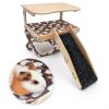 DCIAER Guinea Pig Hideout Wooden House with Hammock-6