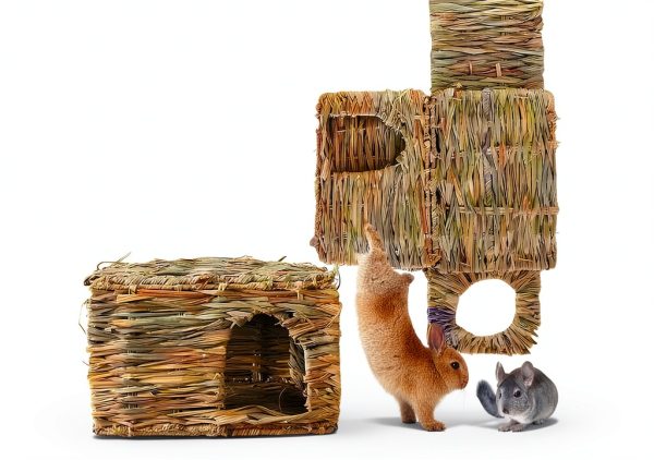 Wuweot Small Animal Grass House 2 Pack Handcrafted-4