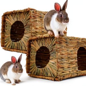 Wuweot Small Animal Grass House 2 Pack Handcrafted-0