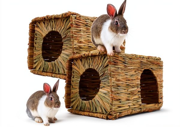 Wuweot Small Animal Grass House 2 Pack Handcrafted-0