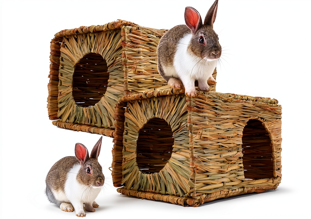 Small animal grass house placed in a hamster cage