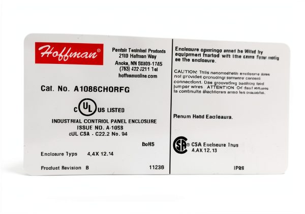 NEW HOFFMAN A1086CHQRFG NEMA TYPE 4X 10X8X6 IN ELECTRICAL ENCLOSURE D416452-7